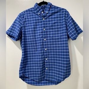 Gap | Men's Blue and White Plaid Short Sleeve Button Down | Size M EUC
